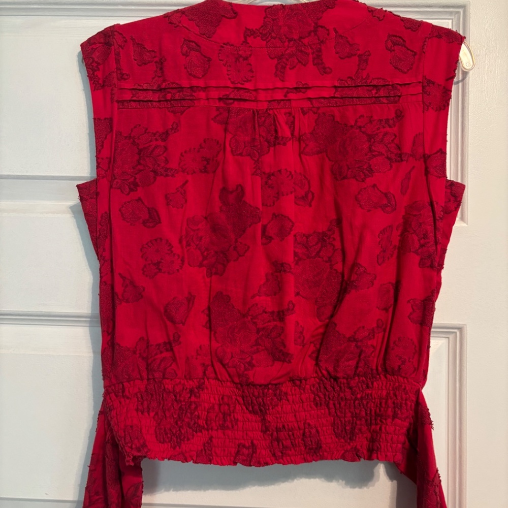 Anthropologie Sleeveless Wrap Top – Red Motif - Picture 6 of 8